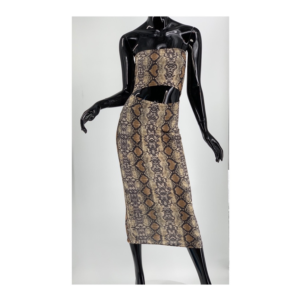 Brown Snakeskin Pencil Dress